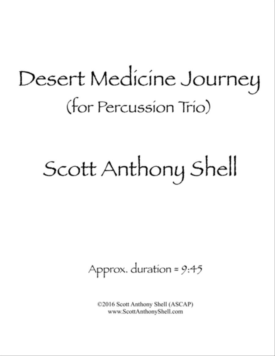 Desert Medicine Journey (for Percussion Trio) Percussion Ensemble scores gallery preview page 1