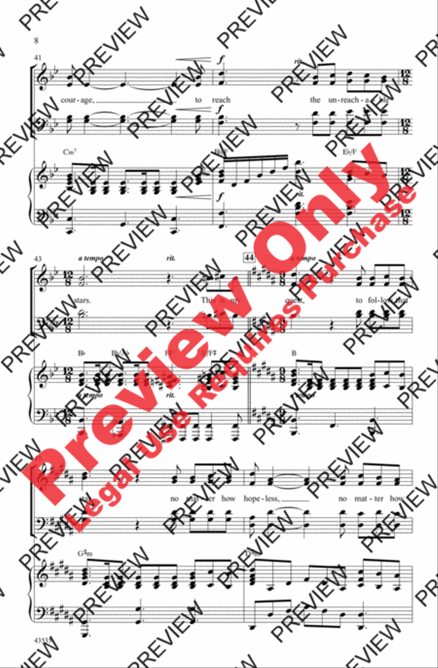 The Impossible Dream 4-Part scores gallery preview page 8