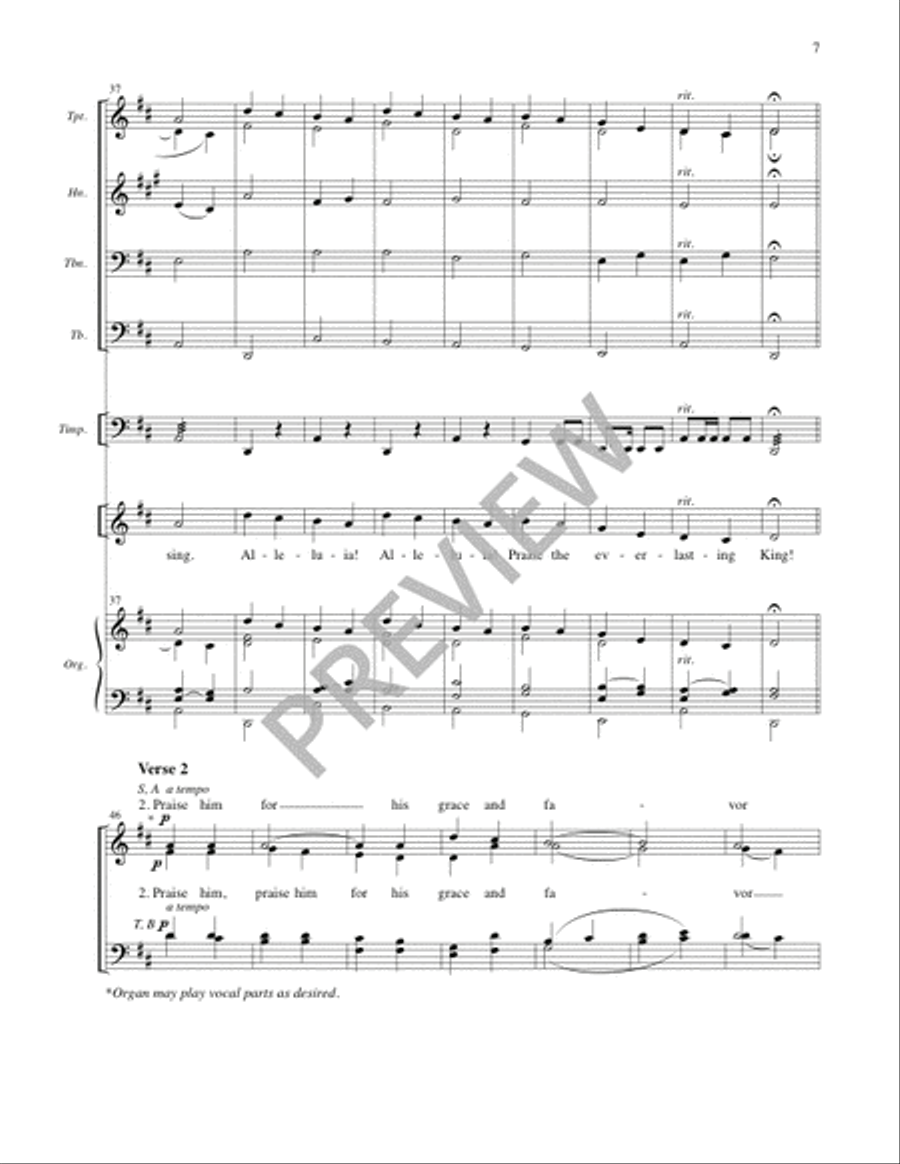 Praise, My Soul, the King of Heaven - Full Score and Parts 4-Part scores gallery preview page 8