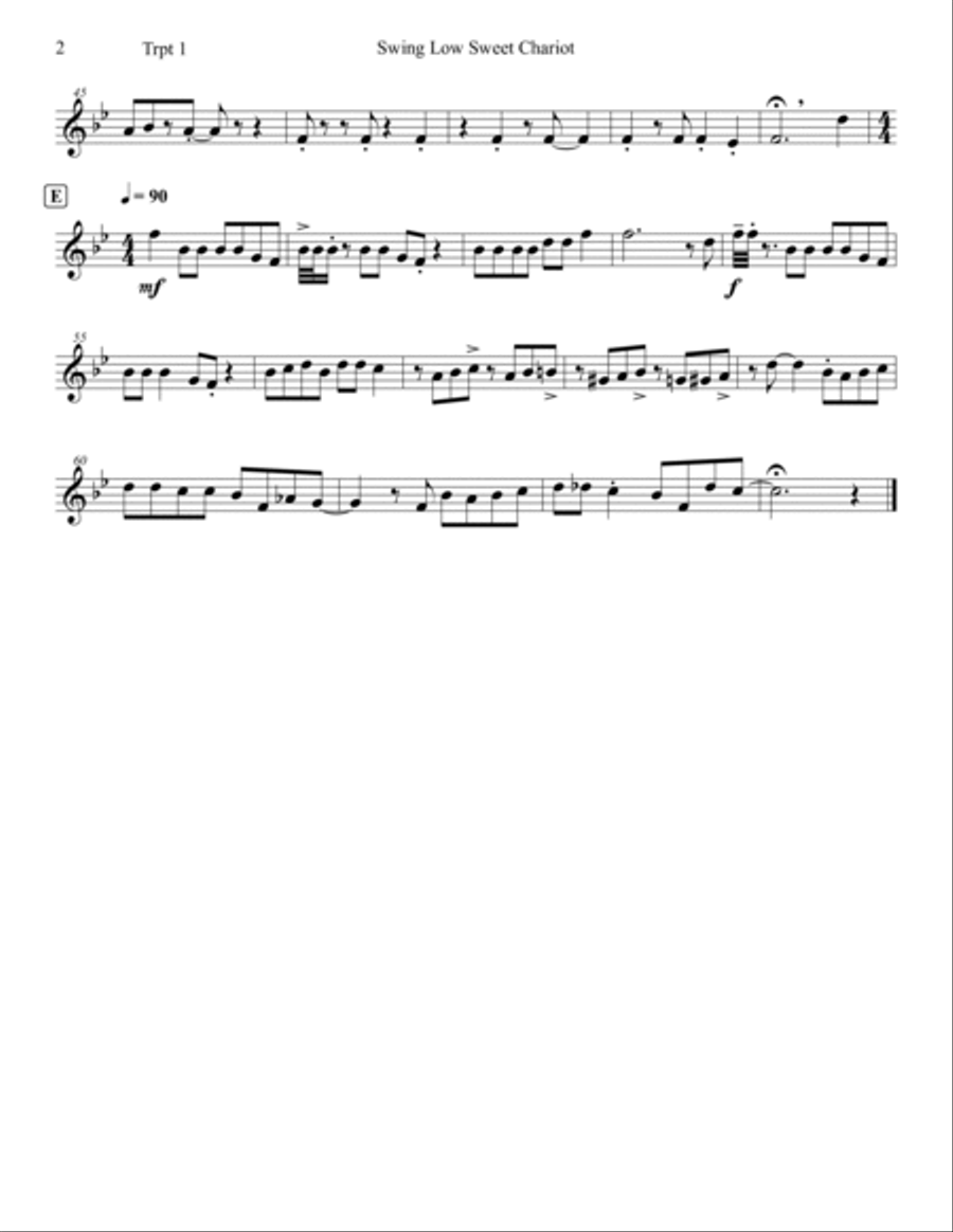 Swing Low Sweet Chariot Brass Quintet scores gallery preview page 6