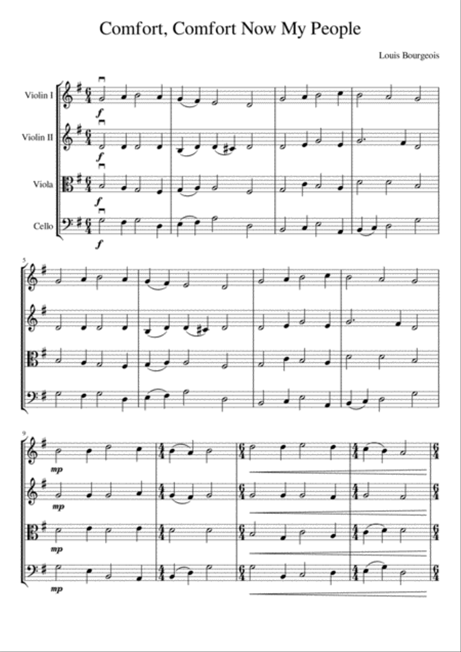 Comfort, Comfort Now My People String Quartet scores gallery preview page 2
