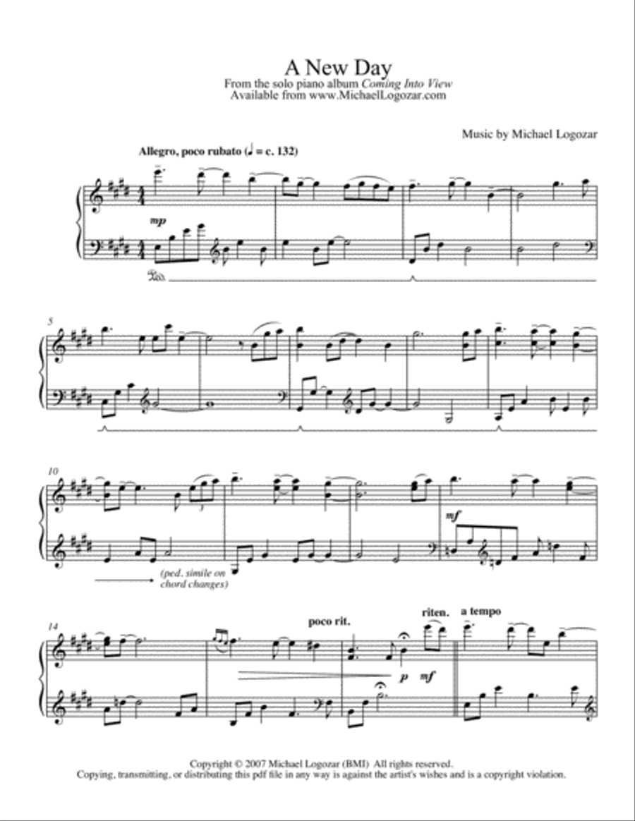 A New Day Piano Solo scores gallery preview page 1