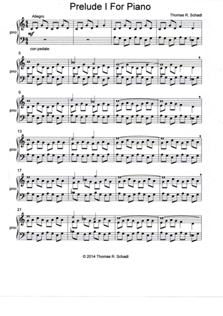 Prelude I For Piano Prelude I For Piano Piano Solo scores gallery preview page 1