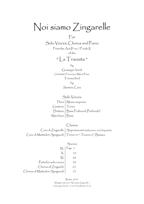 Book cover for Verdi-La Traviata(Act2) Noi siamo zingarelle - Solo voices, choir and piano