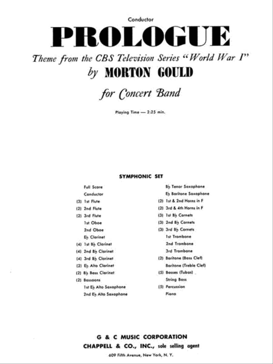 Prologue (from CBS TV Production World War I) Concert Band scores gallery preview page 1