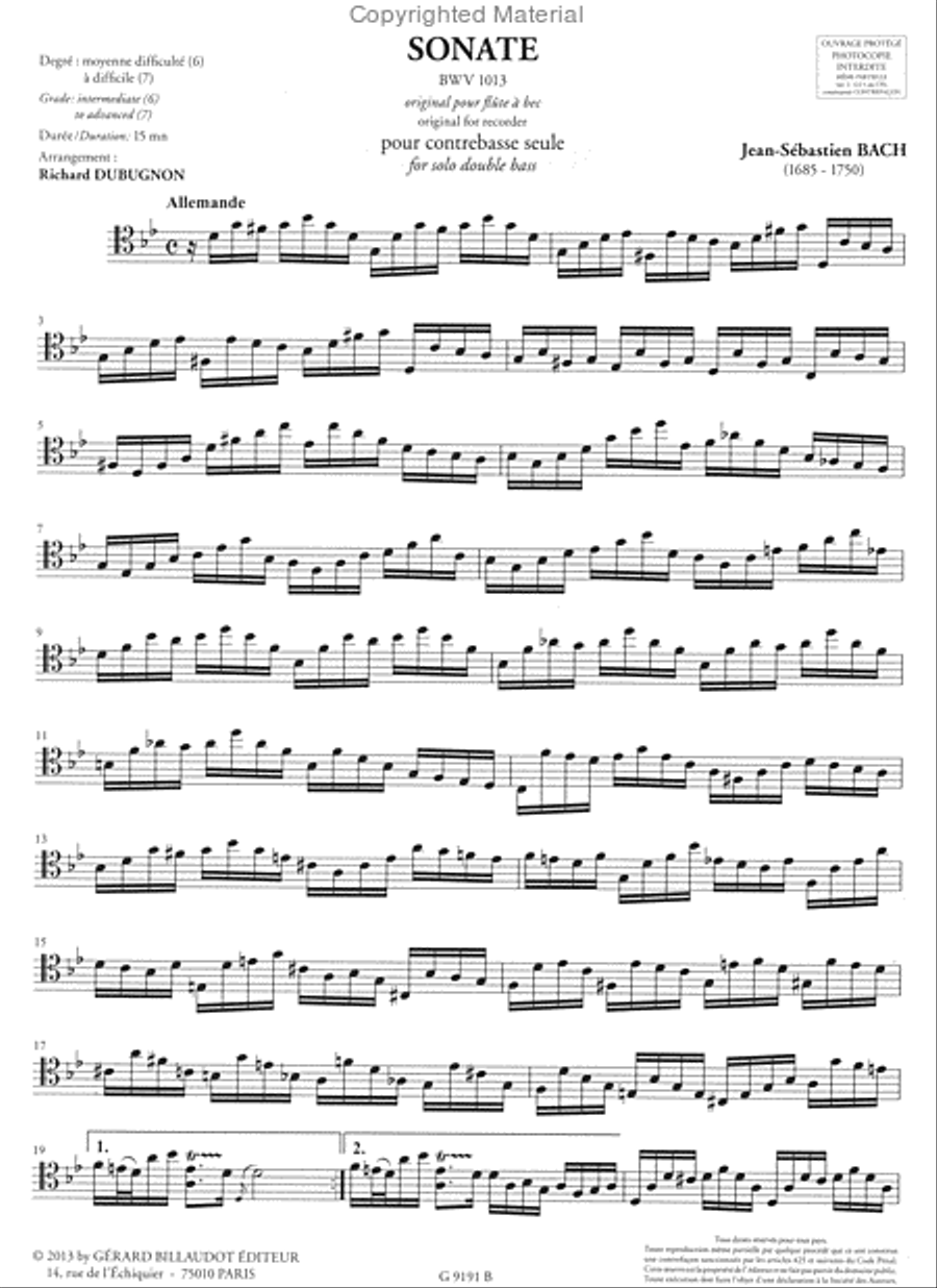 Sonate BWV 1013 / Etude BWV 598 Chamber Music scores gallery preview page 2