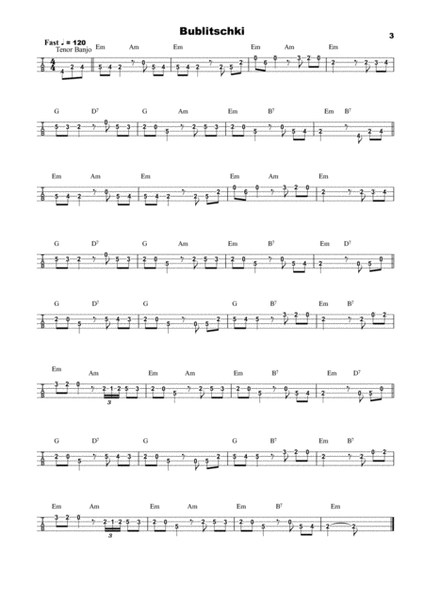 25 Klezmer Tunes, tab for 4 String Banjo in CGDA image number null