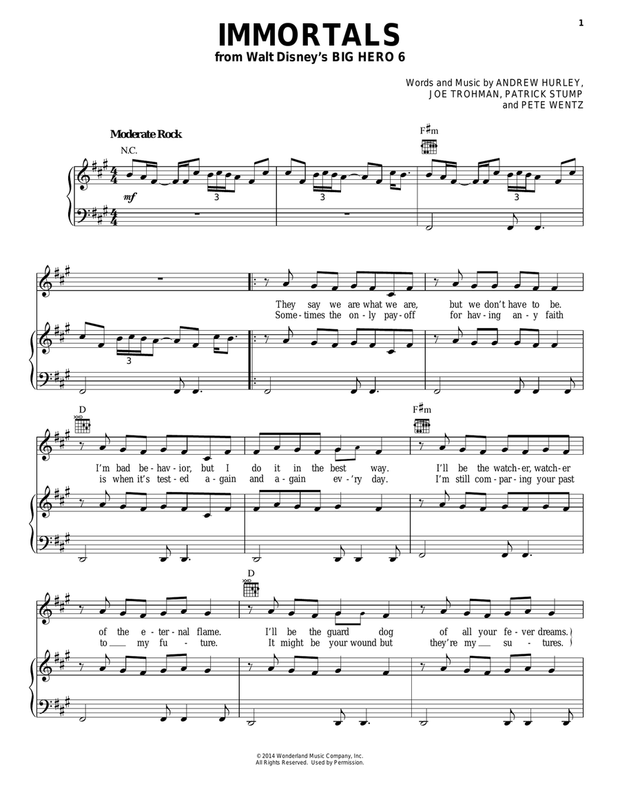 Immortals Acoustic Guitar scores gallery preview page 1