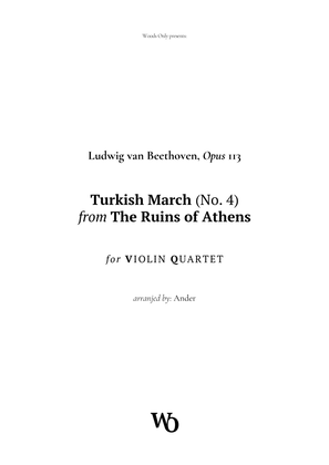 Book cover for Turkish March by Beethoven for Violin Quartet