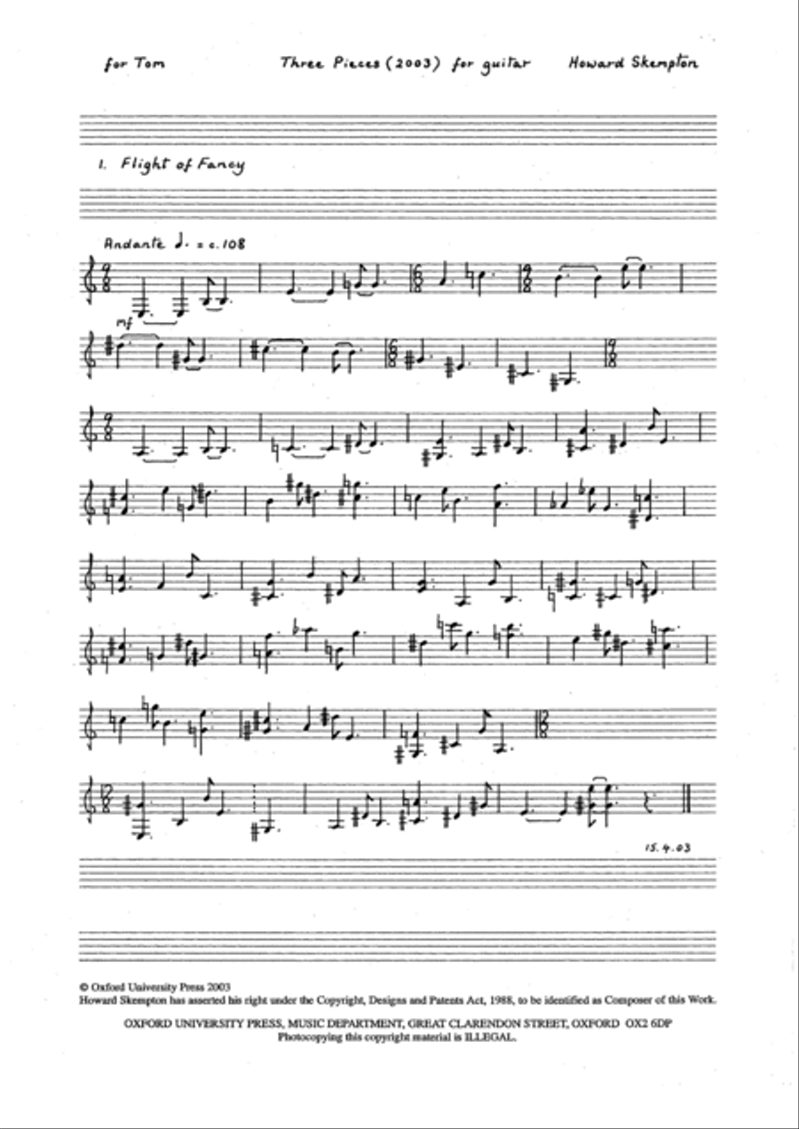 Three pieces for guitar solo Classical Guitar scores gallery preview page 2