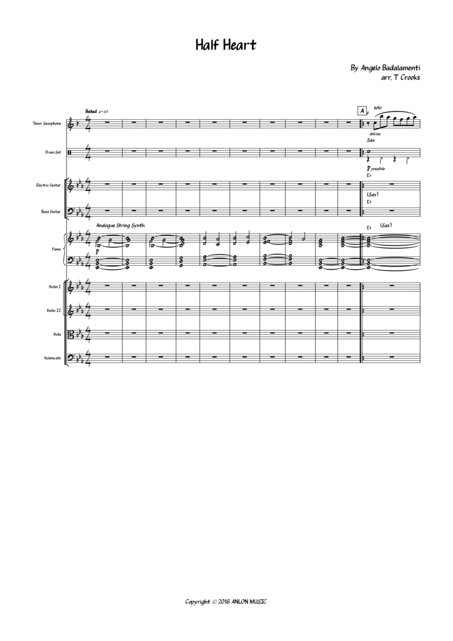 Half Heart Half Heart Tenor Saxophone scores gallery preview page 1