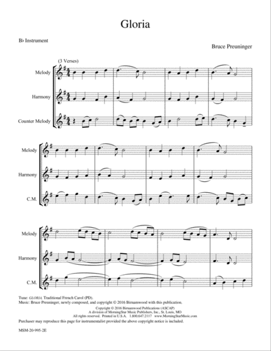 Gloria Piano and Keyboard scores gallery preview page 1