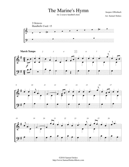 The Marine's Hymn - for 2-octave handbell choir image number null