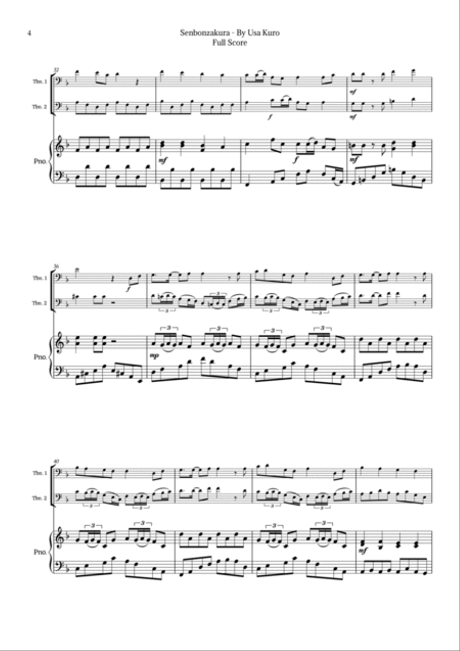 Senbonzakura Trombone Duet scores gallery preview page 4