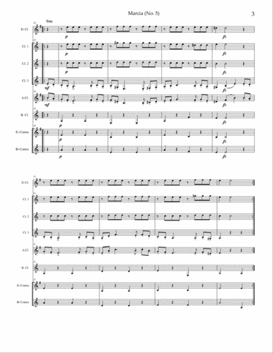 Marcia No. 5 (Op. 3) Clarinet Choir scores gallery preview page 4