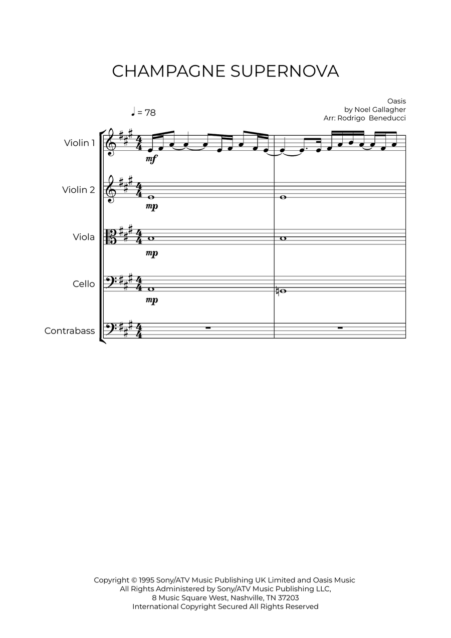 Champagne Supernova String Quintet scores gallery preview page 2