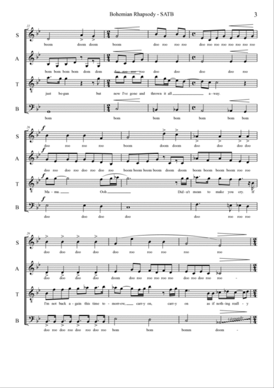 Bohemian Rhapsody 4-Part scores gallery preview page 3