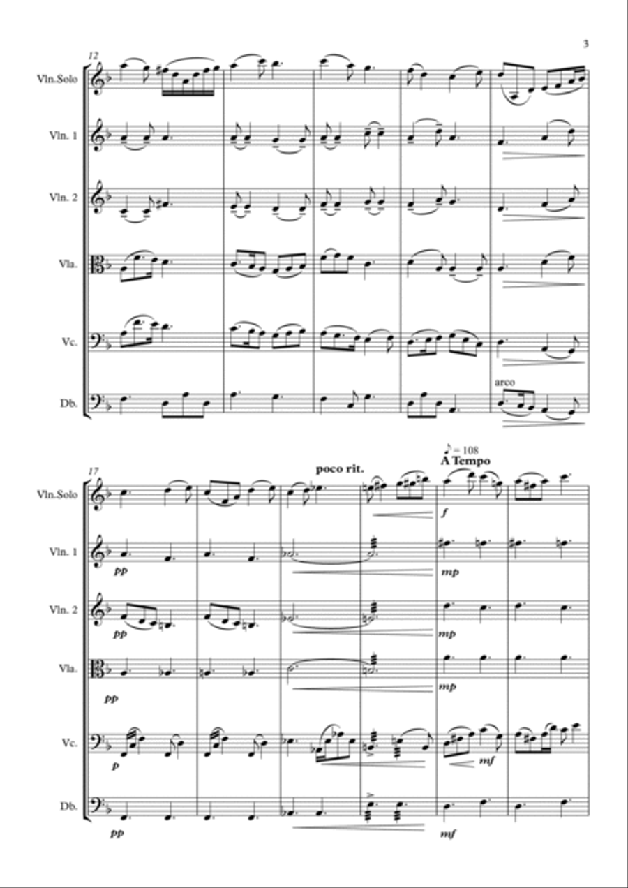 Andante For Solo Violin and Strings (Standard Arrangement)