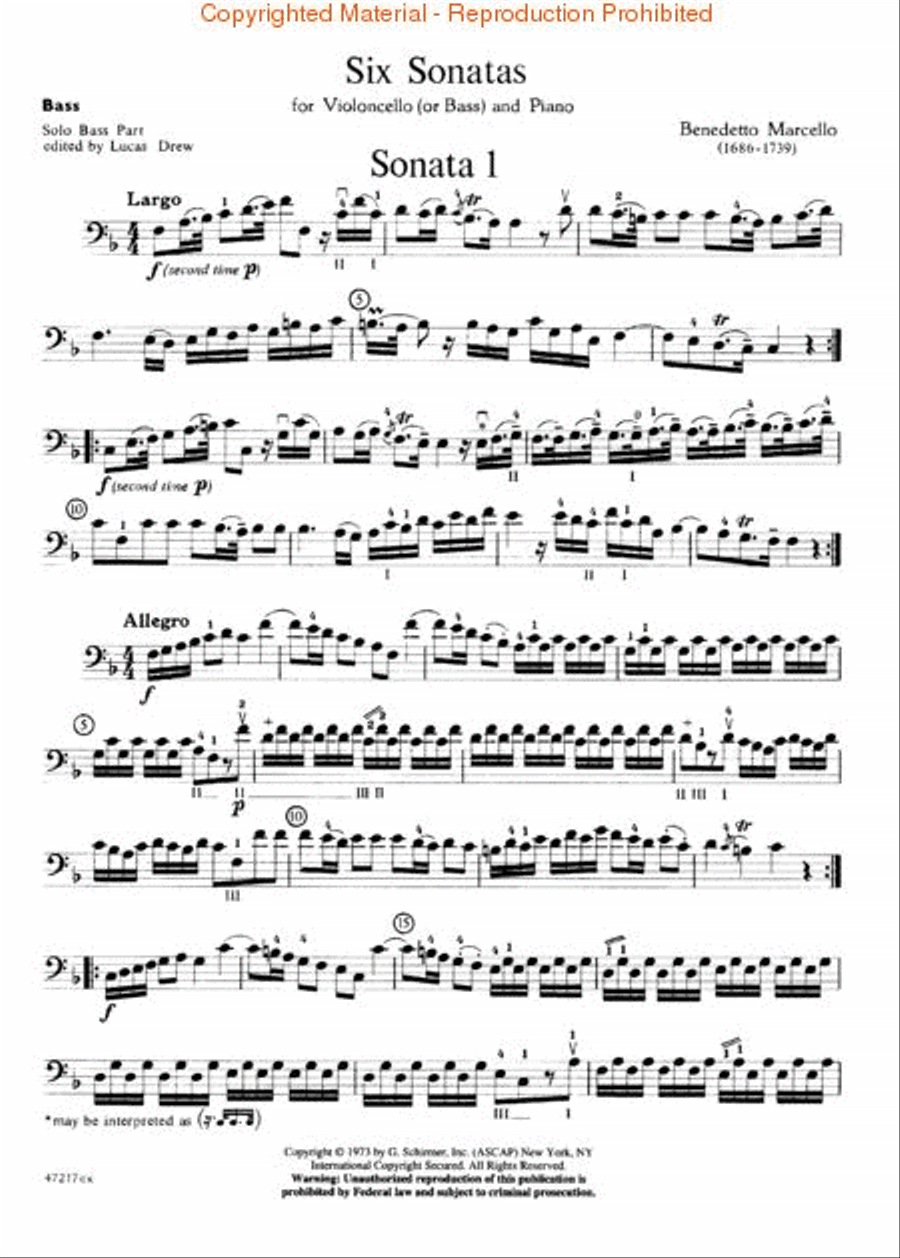 Six Sonatas Cello scores gallery preview page 3