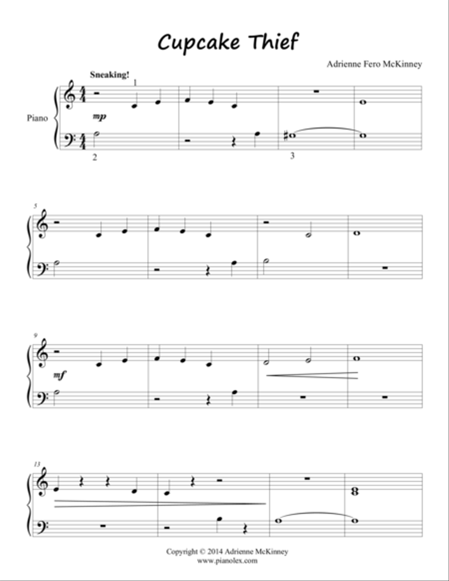 Cupcake Thief Easy Piano scores gallery preview page 1