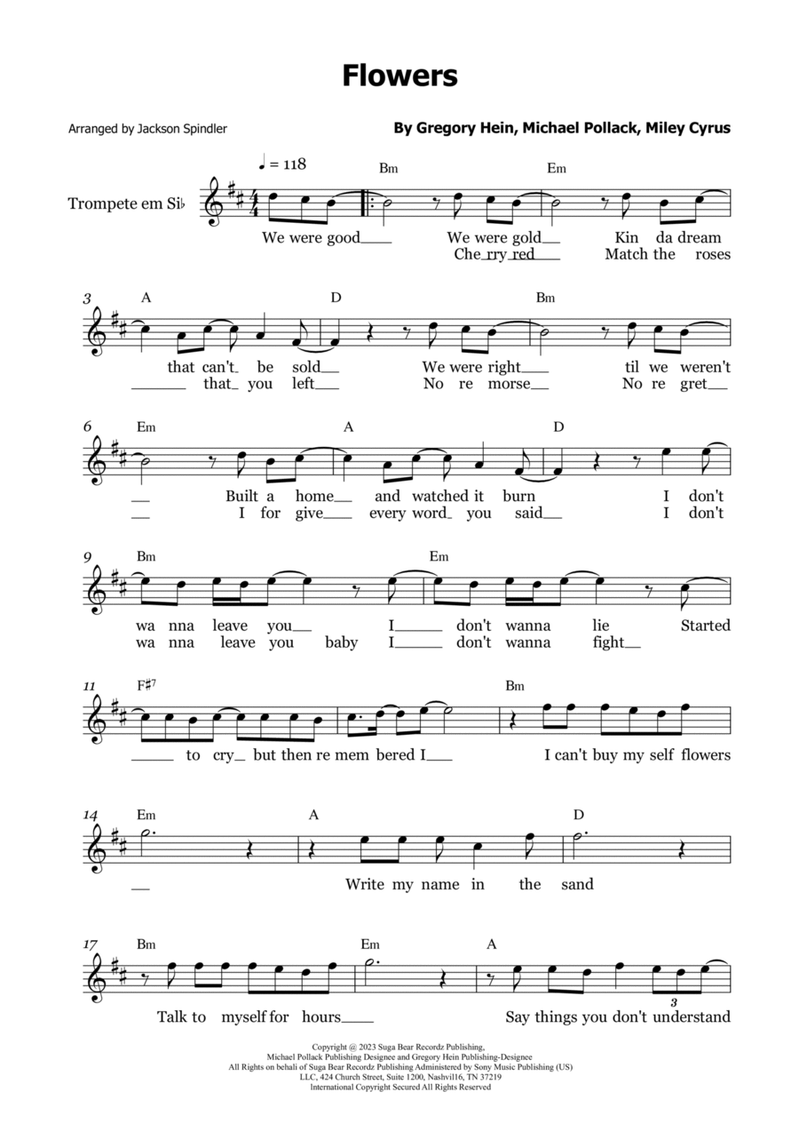 Flowers B-Flat Trumpet scores gallery preview page 1
