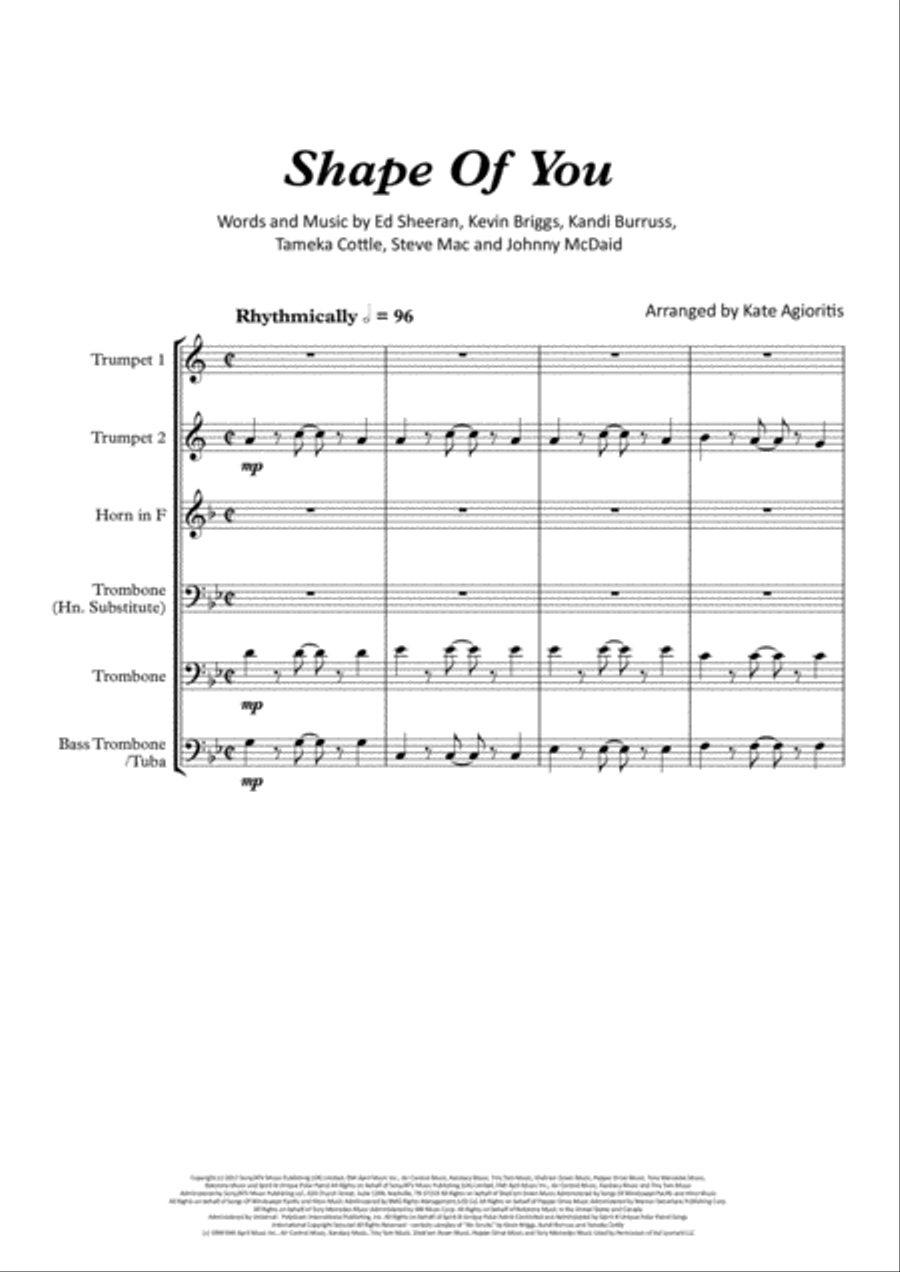Shape Of You Brass Quintet scores gallery preview page 2
