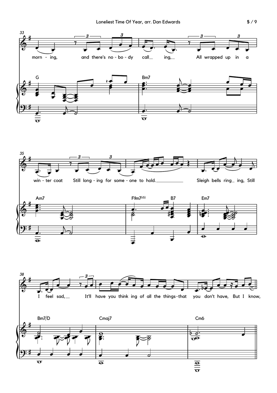 Loneliest Time Of Year Piano, Vocal, Guitar scores gallery preview page 5