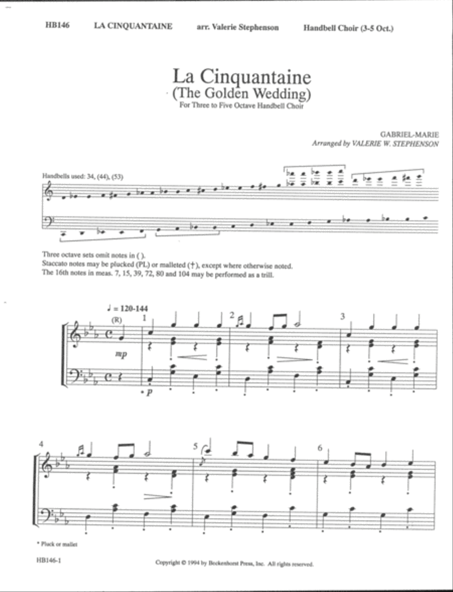 La Cinquantaine (The Golden Wedding) 5-Octaves scores gallery preview page 2
