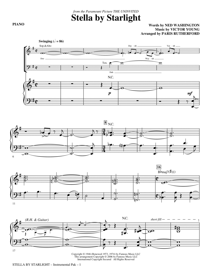 Stella By Starlight - Piano Choir scores gallery preview page 1