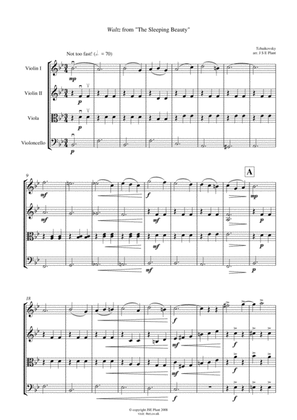 Tchaikovsky: Waltz from Sleeping Beauty for String Quartet - Score and Parts