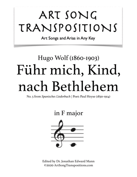 WOLF: Führ mich, Kind, nach Bethlehem (transposed to F major)