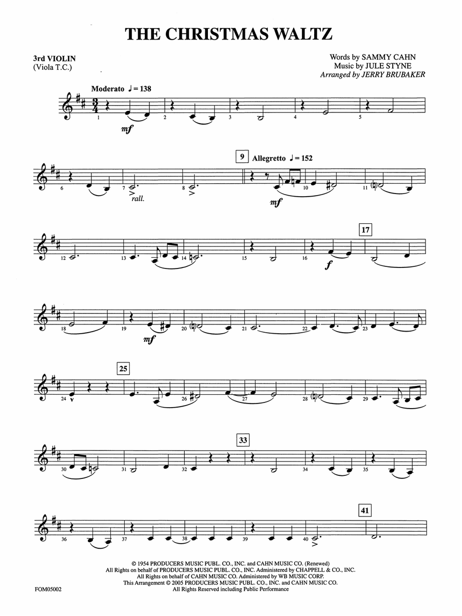 The Christmas Waltz: 3rd Violin (Viola [TC])