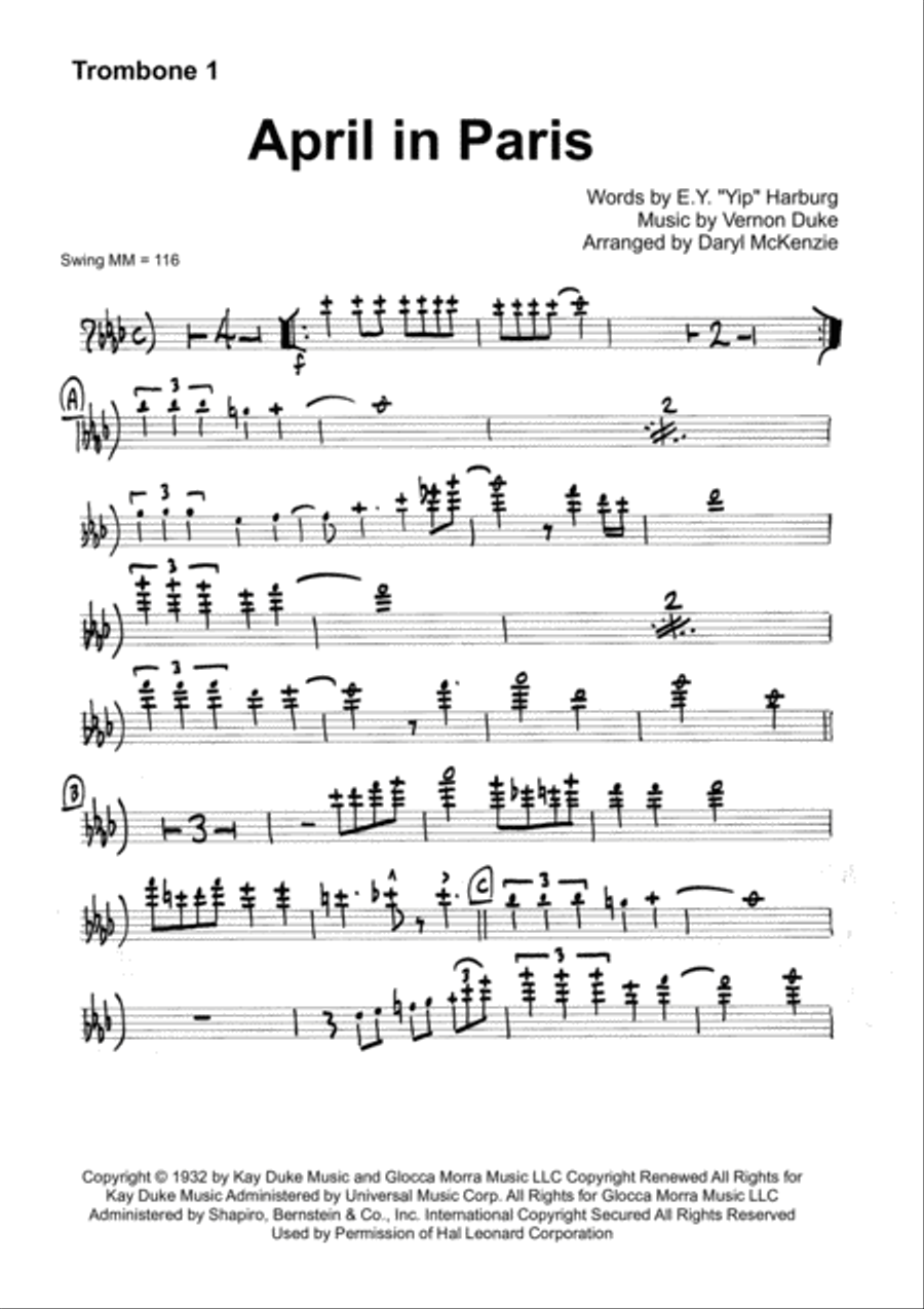 April In Paris Brass Quintet scores gallery preview page 1