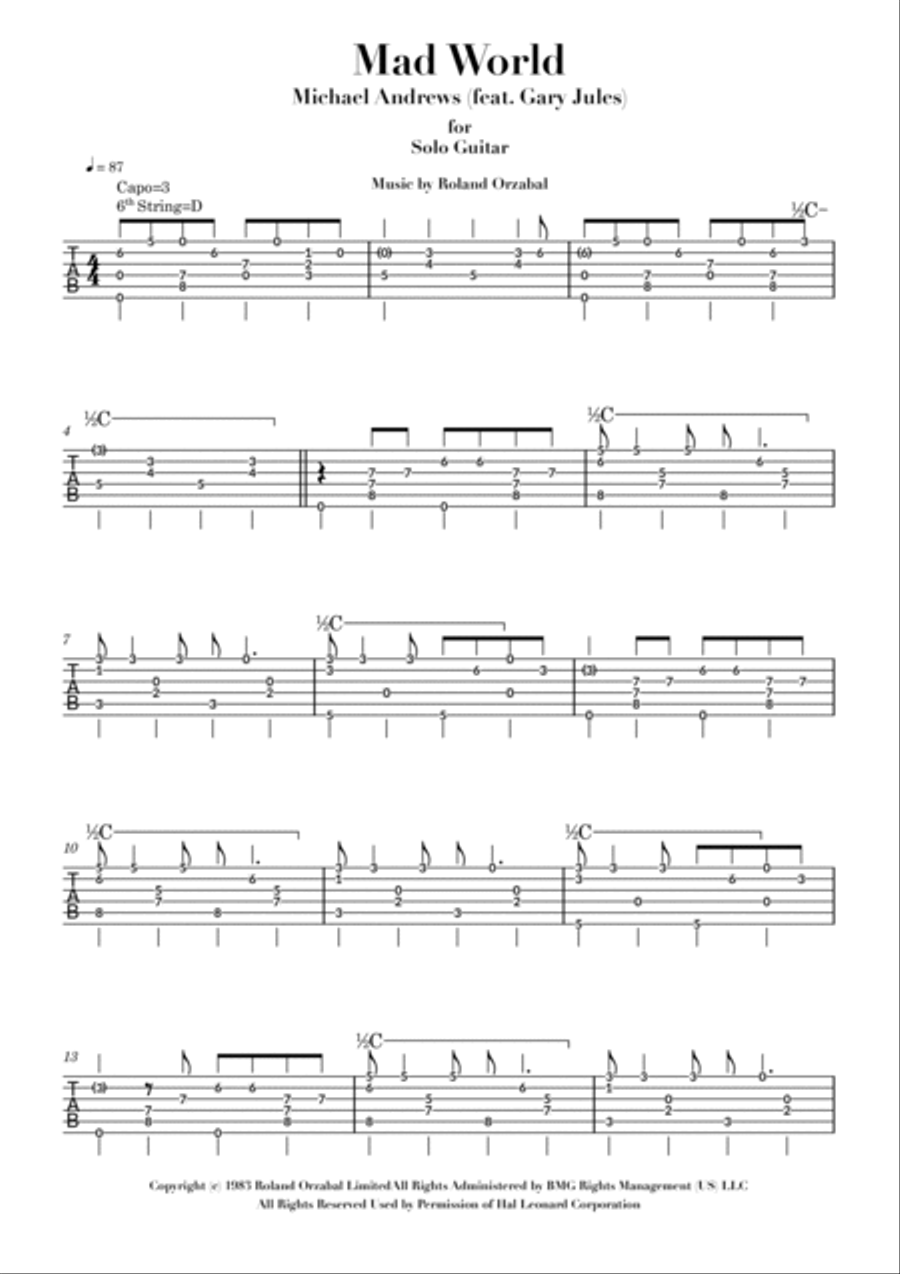 Mad World Electric Guitar scores gallery preview page 2