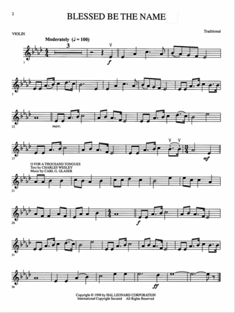 Praise & Worship Hymn Solos Violin Solo scores gallery preview page 3