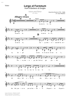 Largo al Factotum - Voice and Piano - Eb Major (Individual Parts)