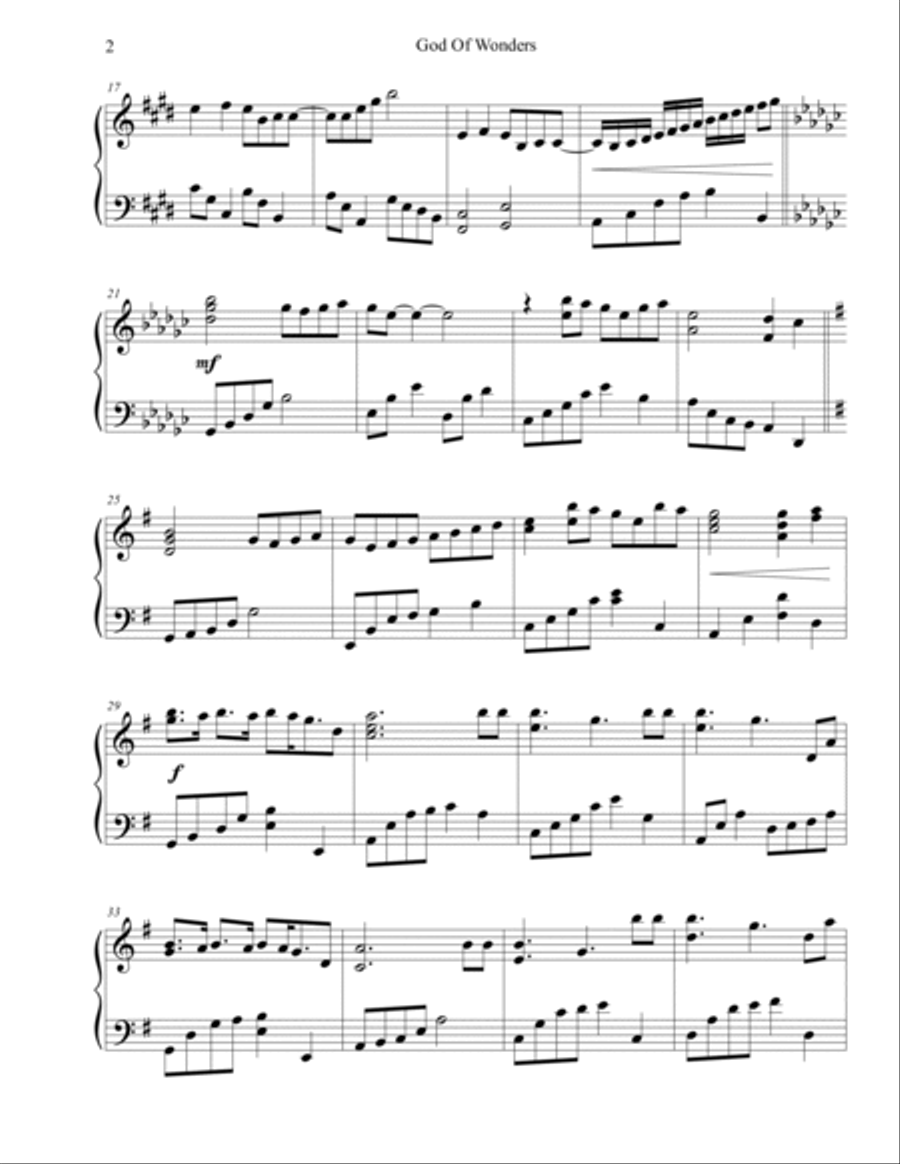 God Of Wonders Piano Solo scores gallery preview page 2