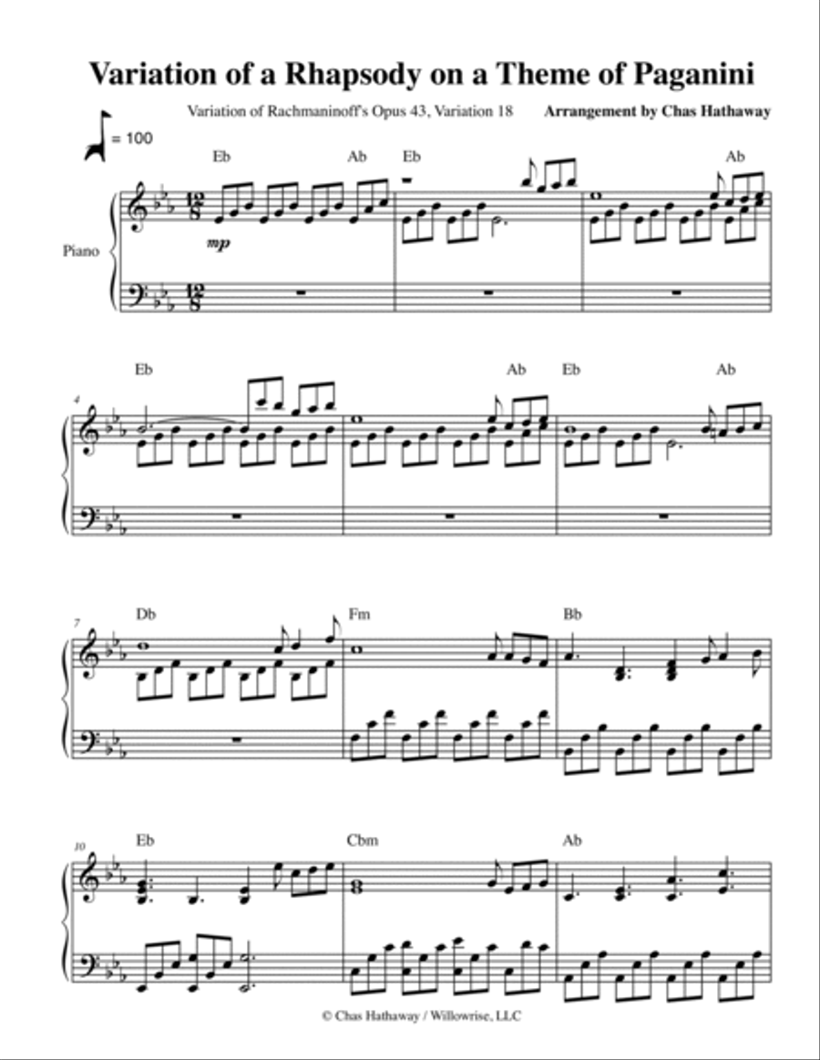 Rhapsody On a Theme of Paganini Piano Solo scores gallery preview page 2
