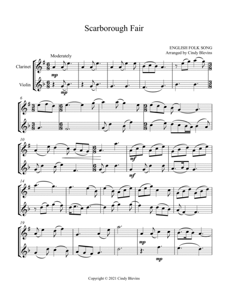 Scarborough Fair, Clarinet and Violin image number null