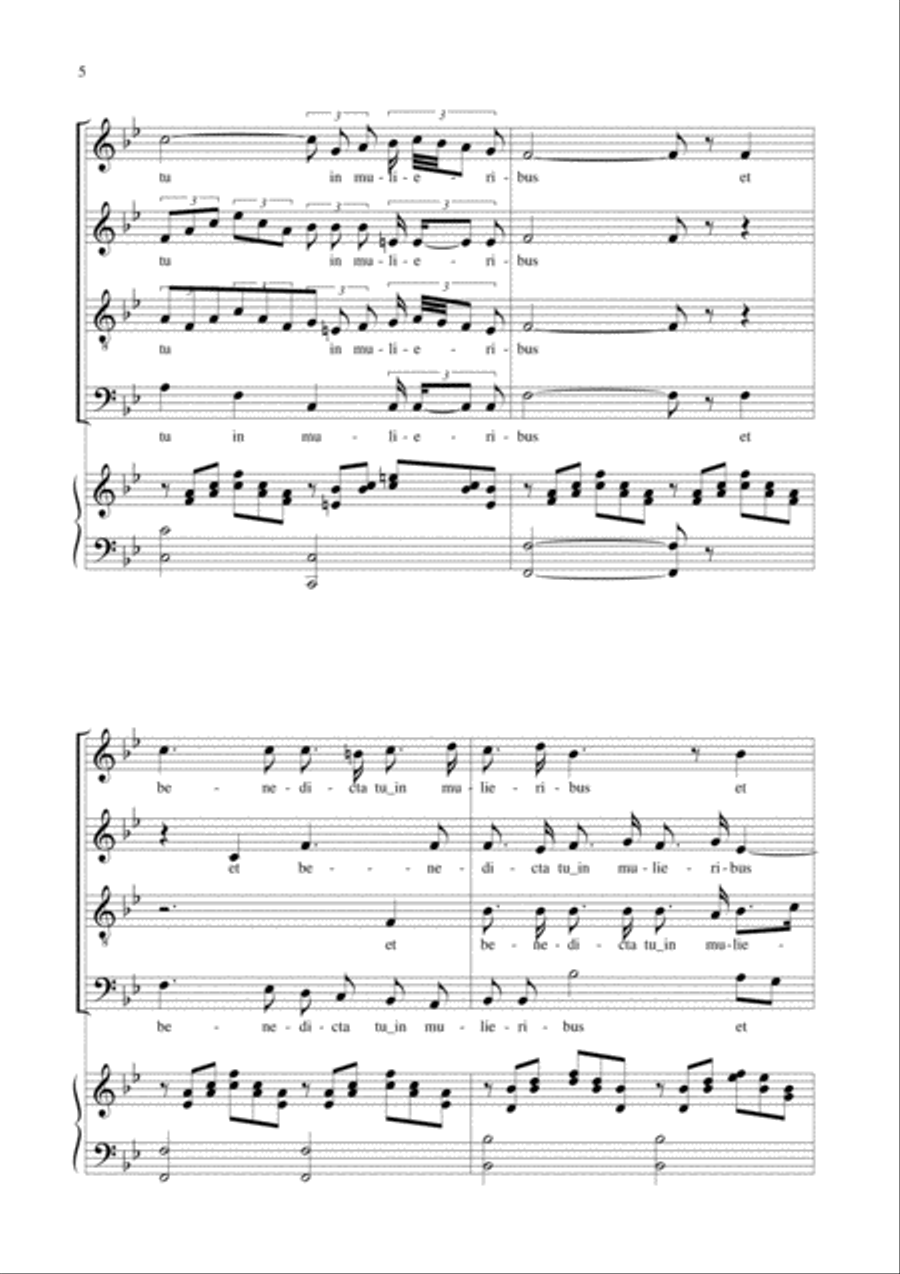 AVE MARIA by F. Schubert - Arr. for SATB Choir and Piano - Latin Lyrics 4-Part scores gallery preview page 5