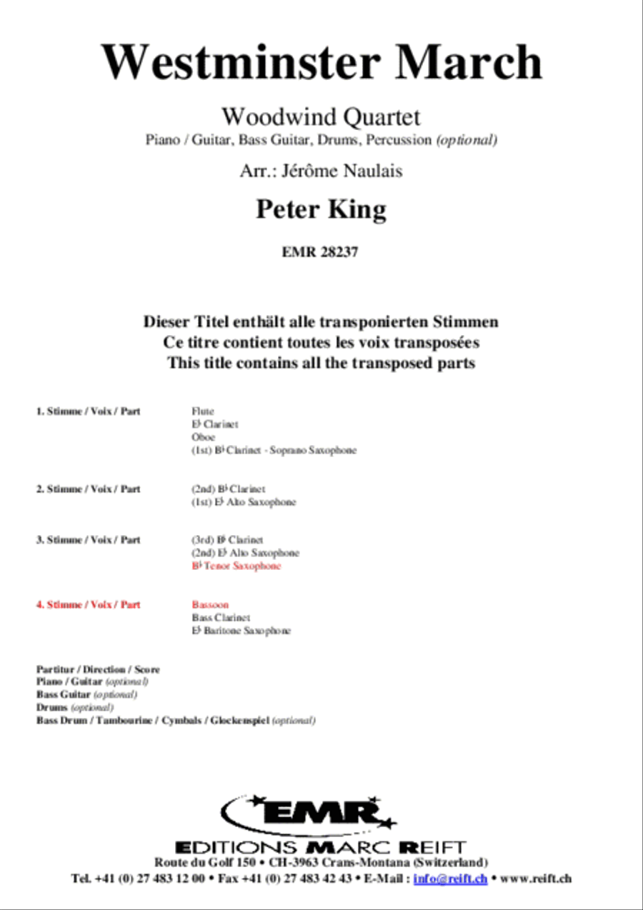 Westminster March Woodwind Quartet scores gallery preview page 2