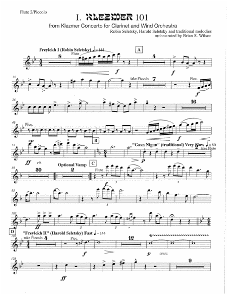 Klezmer 101 Orchestral version from Klezmer Concerto for Clarinet and Wind Orchestra - set of parts Full Orchestra scores gallery preview page 3