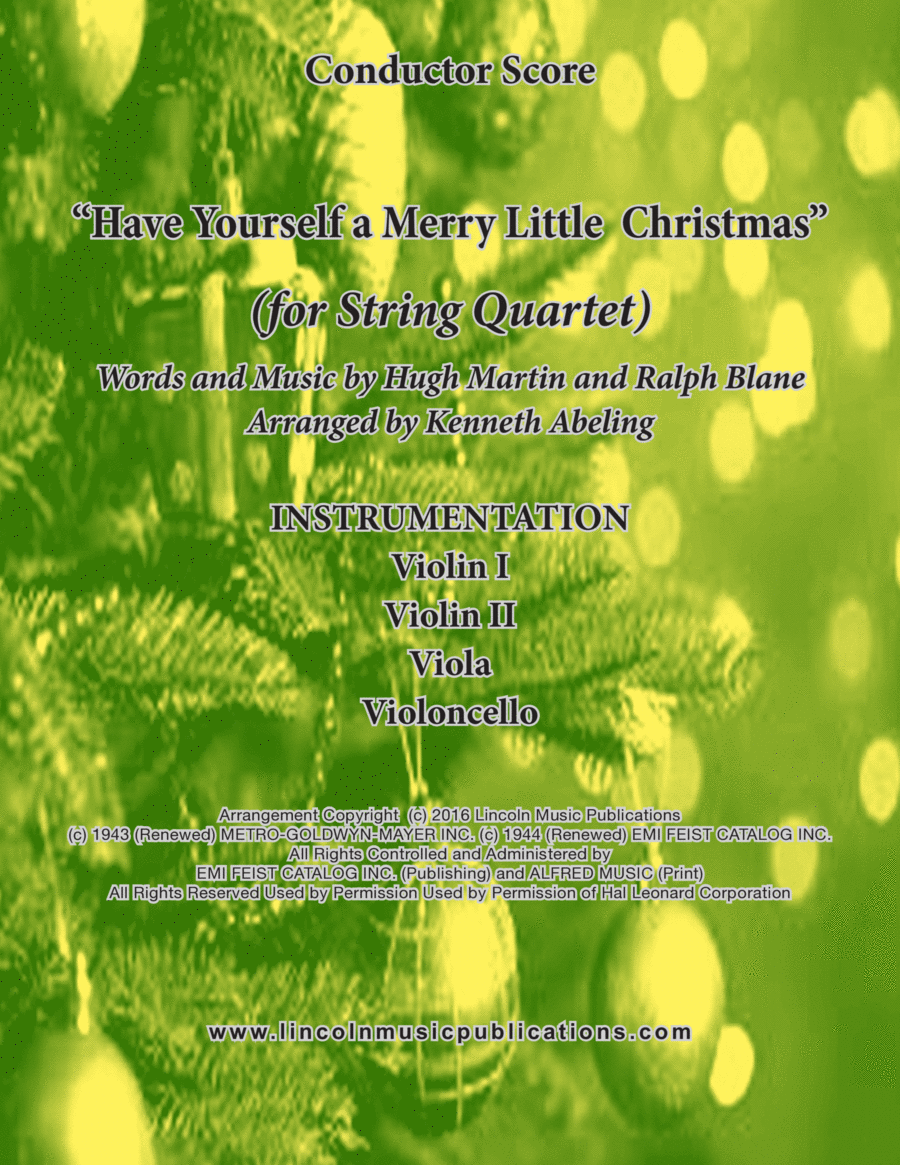 Have Yourself A Merry Little Christmas from MEET ME IN ST. LOUIS String Quartet scores gallery preview page 1