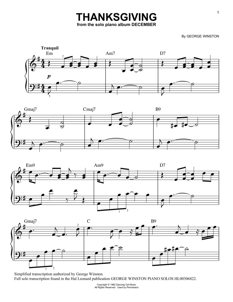 Thanksgiving Thanksgiving Easy Piano scores gallery preview page 1