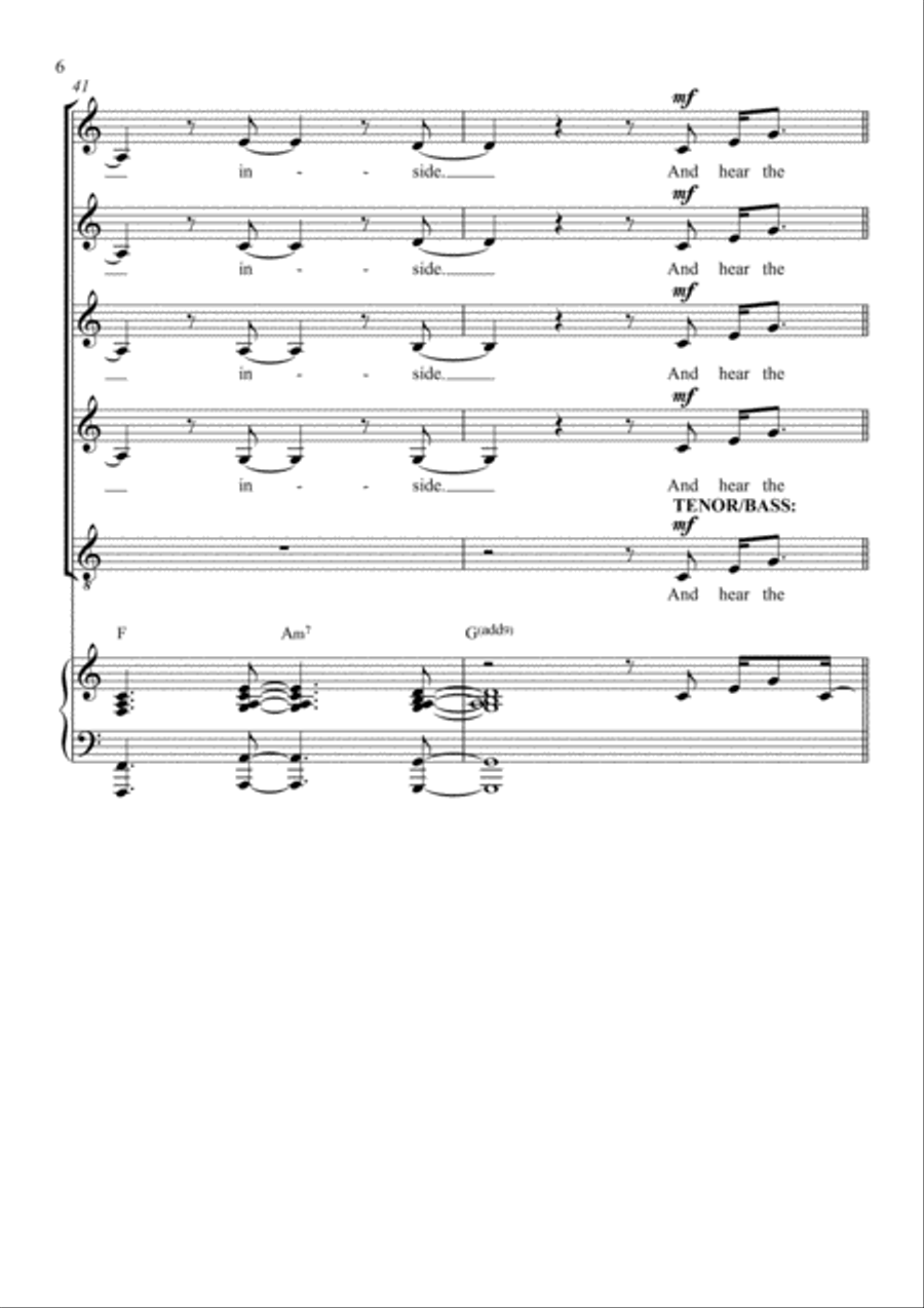 The Voice Inside - SSAAT Choir with Piano 4-Part scores gallery preview page 6