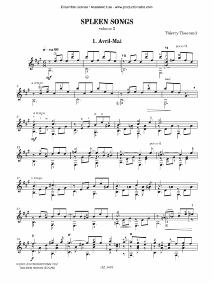 Spleen Songs, vol. 3 Spleen Songs, vol. 3 Classical Guitar scores gallery preview page 2