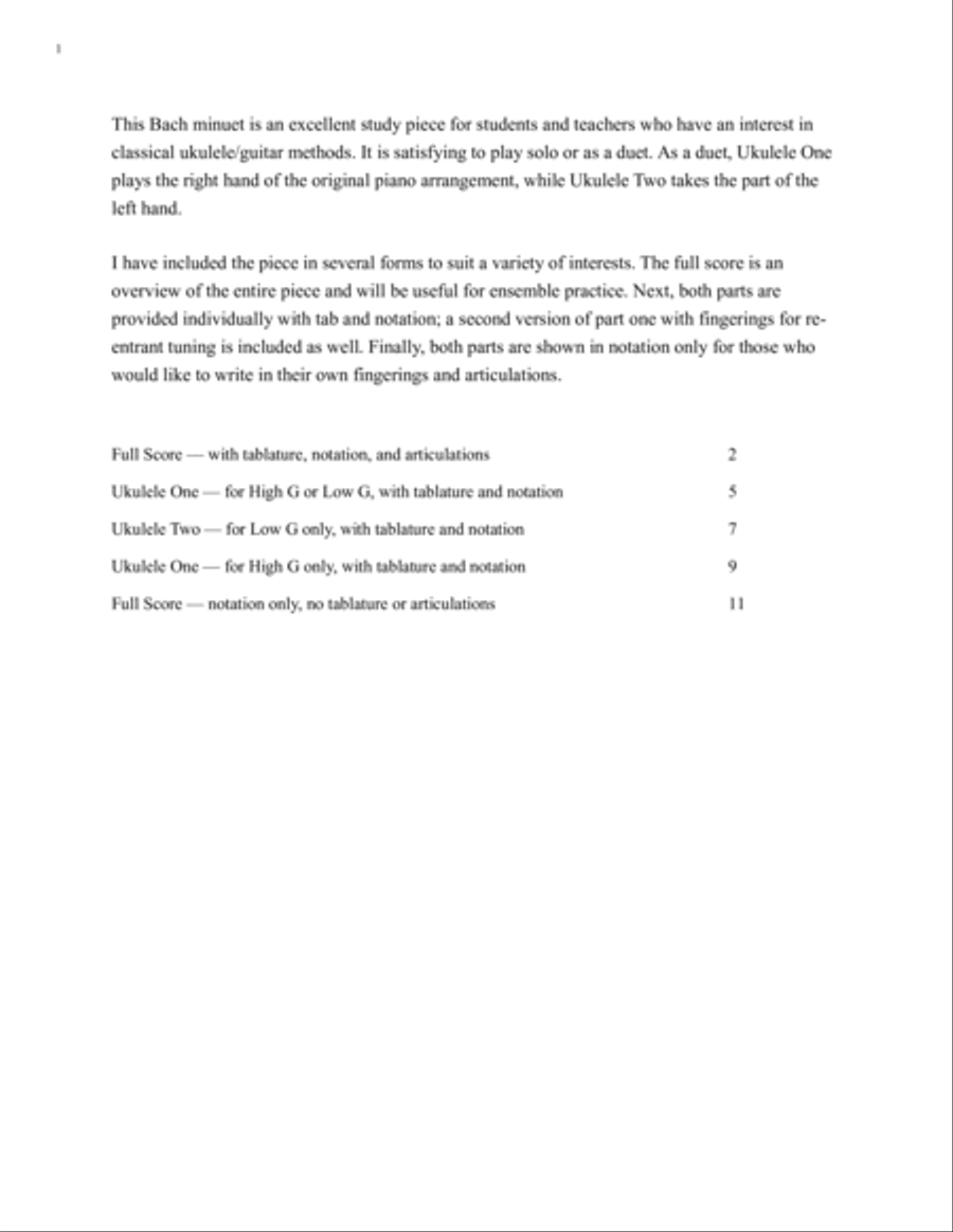 Bach Minuet In G Major BVW116 - Ukulele Duet Ukulele scores gallery preview page 2