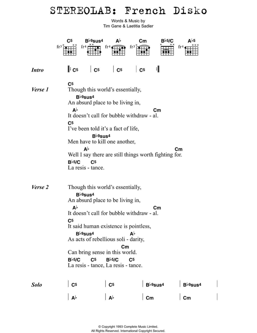 French Disko Easy Guitar scores gallery preview page 1