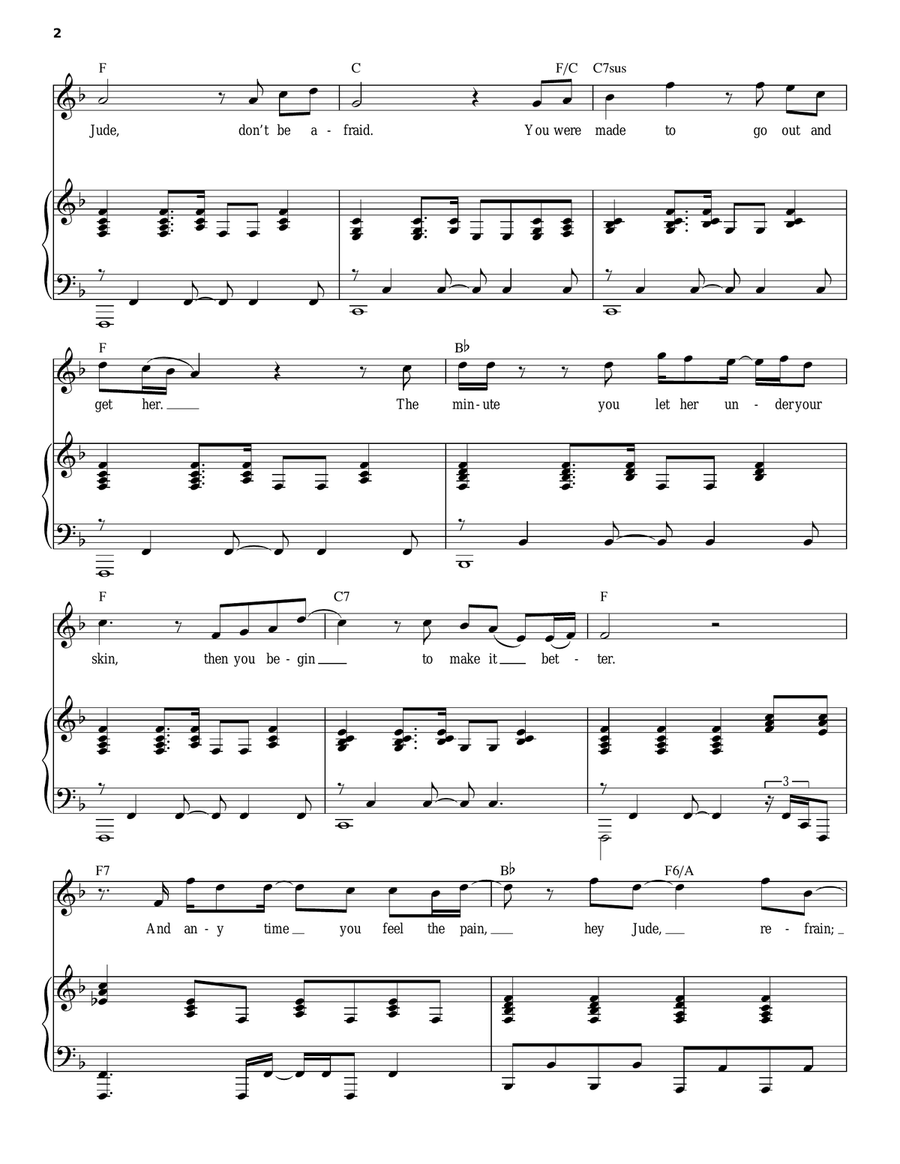 Hey Jude Piano, Vocal scores gallery preview page 2