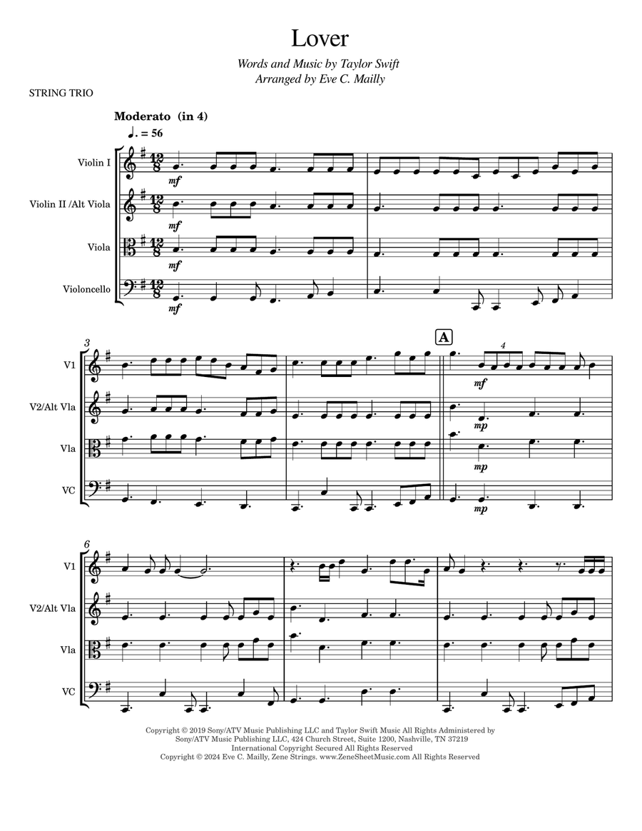 Lover String Trio scores gallery preview page 1